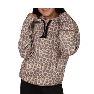 NWT Katie J NYC Leopard Hoodie Sweatshirt XS with Mask Insert